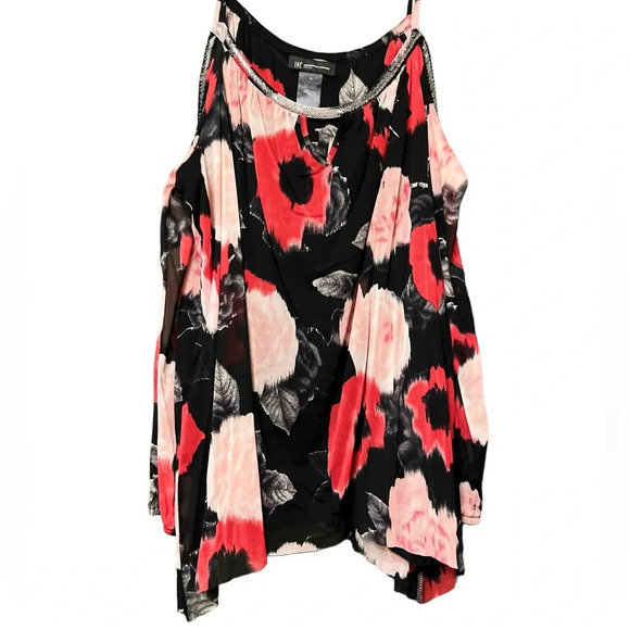INC International Concepts  red & pink floral design longsleeve top, 2X - Picture 4 of 7